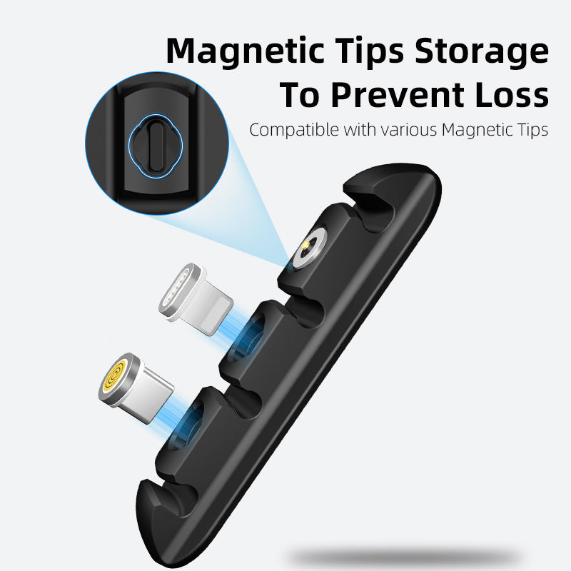 🧲 Magnetic Desktop Cable Organizer – Soft Plastic Cord Holder for Lightning, Micro USB & Type-C