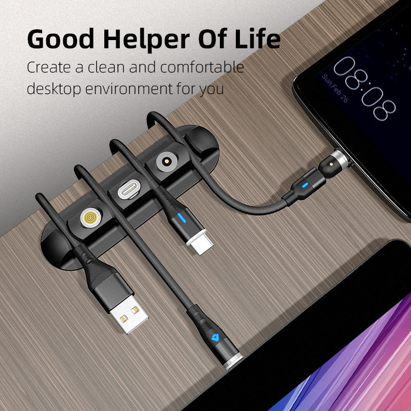 🧲 Magnetic Desktop Cable Organizer – Soft Plastic Cord Holder for Lightning, Micro USB & Type-C
