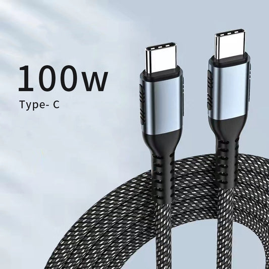 100W Braided Type-C to Type-C Fast Charging Cable – 1m & 2m Lengths