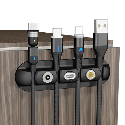 🧲 Magnetic Desktop Cable Organizer – Soft Plastic Cord Holder for Lightning, Micro USB & Type-C