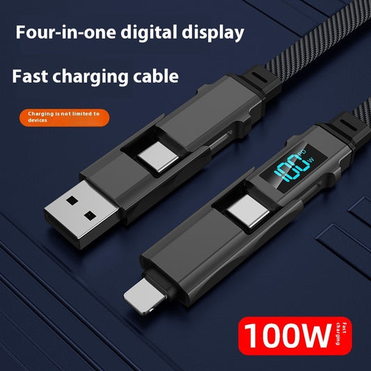 Digital Display 4-in-1 Charging Cable – 100W Super-Fast Charge