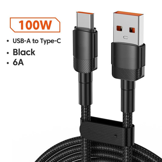 Fast-Charging Type-C Data Cable – 100W / 60W | 3A, 5A & 6A